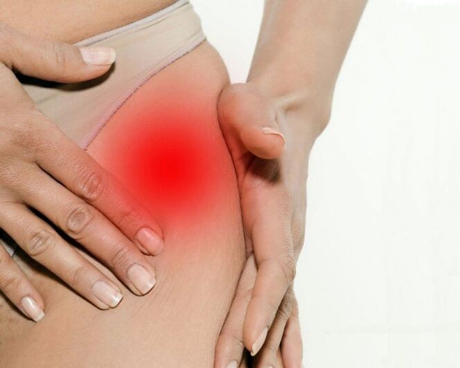Pain in the groin and thigh arthrosis of the hip joint
